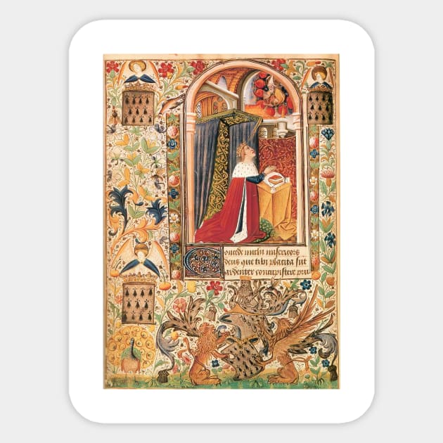 Experience the Beauty and Brilliance of the Medieval Era: Bring Home an Illuminated Manuscript Print Sticker by AlienMirror